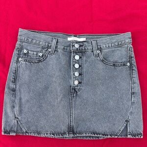 Levy’s Charcoal Button-Front Mini Skirt